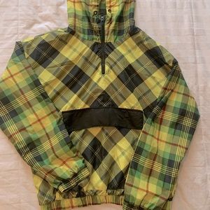 Neon yellow/green jacket with plaid design